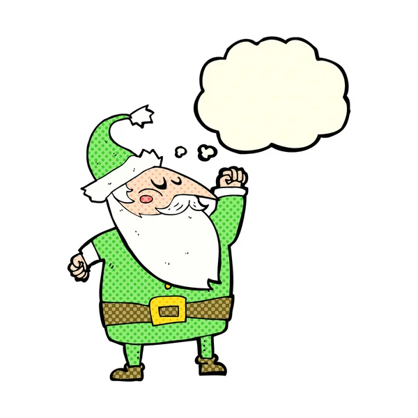 Kreslený Santa Claus děrování vzduch s myšlenkovou bublinou — Stockový vektor