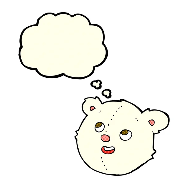 Dessin animé visage d'ours polaire avec bulle de pensée — Image vectorielle