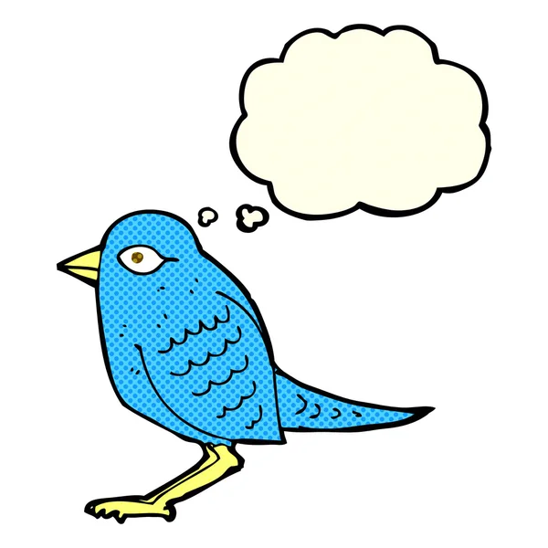 Dessin animé oiseau de jardin avec bulle de pensée — Image vectorielle