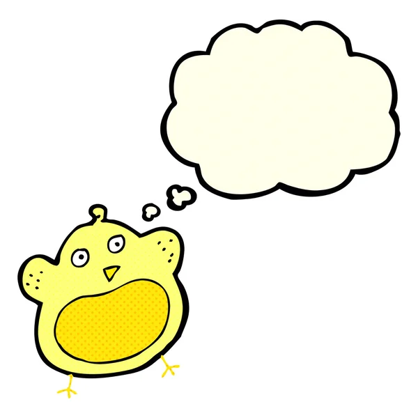 Uccello grasso cartone animato con bolla di pensiero — Vettoriale Stock