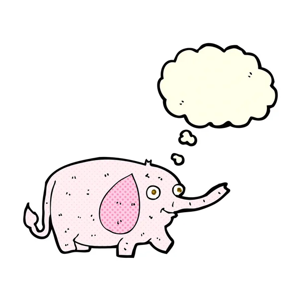 思考バブルを持つ漫画の面白い小さな象 — ストックベクタ