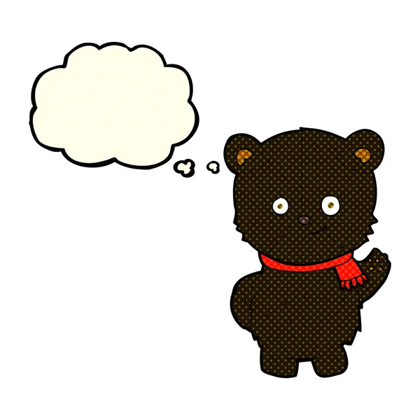 Cute cartoon black bear with thought bubble — Stock Vector