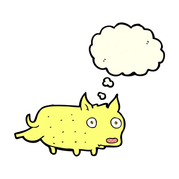 Desenho animado pouco cão cocking perna com pensamento bolha — Vetor de Stock