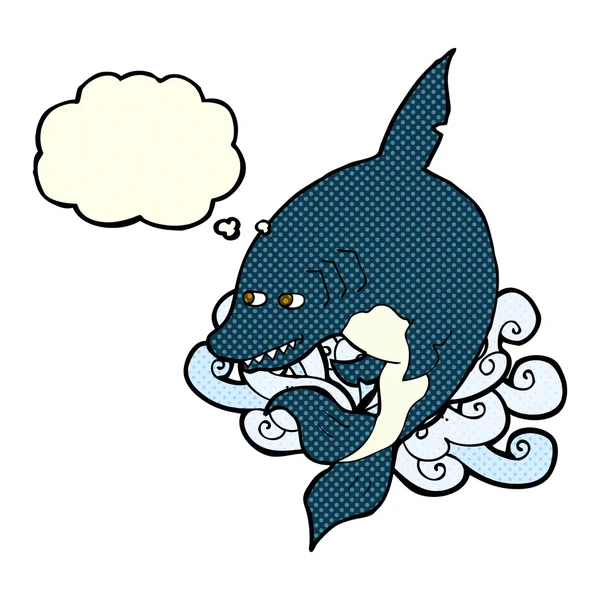 Düşünce baloncuklu komik köpek balığı.