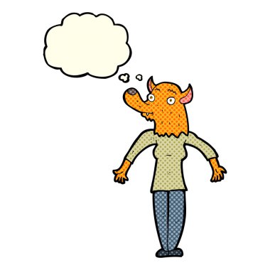 çizgi film Tilki kadın düşünce balonu ile