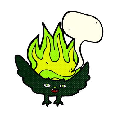 Düşünce baloncuklu korkunç vampir yarasa çizgi filmi.