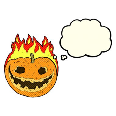 Düşünce baloncuklu ürkütücü balkabağı.