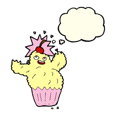 Düşünce baloncuklu kek canavarı.