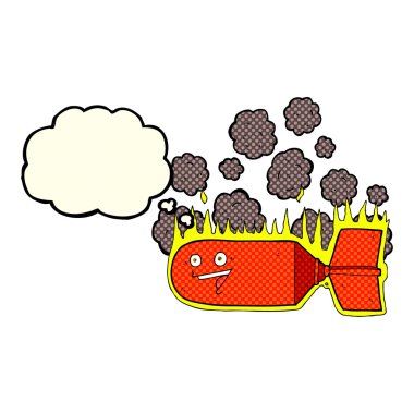 Düşünce baloncuğu ile düşen çizgi film bombası