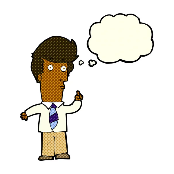 Uomo cartone animato con domanda con bolla di pensiero — Vettoriale Stock
