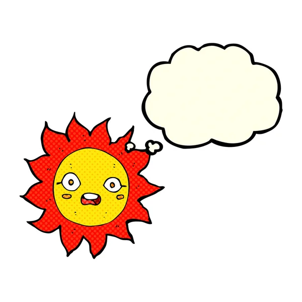 Dibujos animados sol con burbuja de pensamiento — Vector de stock