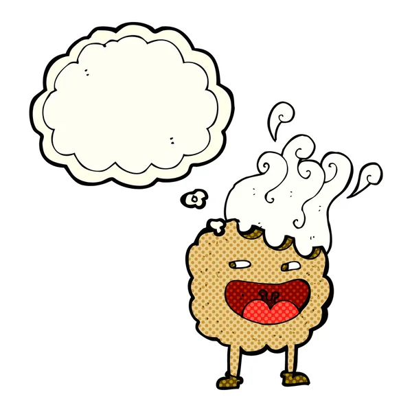 Cookie cartoon karakter met gedachte zeepbel — Stockvector