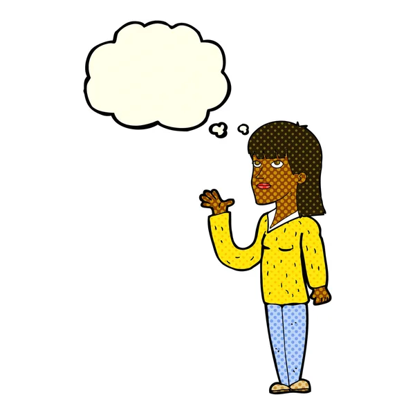 Kreslené žena vysvětlovat s myšlenkou bublina — Stockový vektor