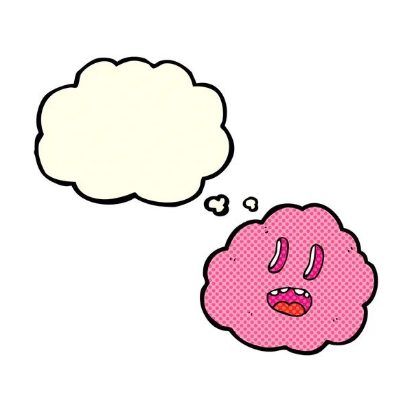 Nube espeluznante de dibujos animados con burbuja de pensamiento — Vector de stock