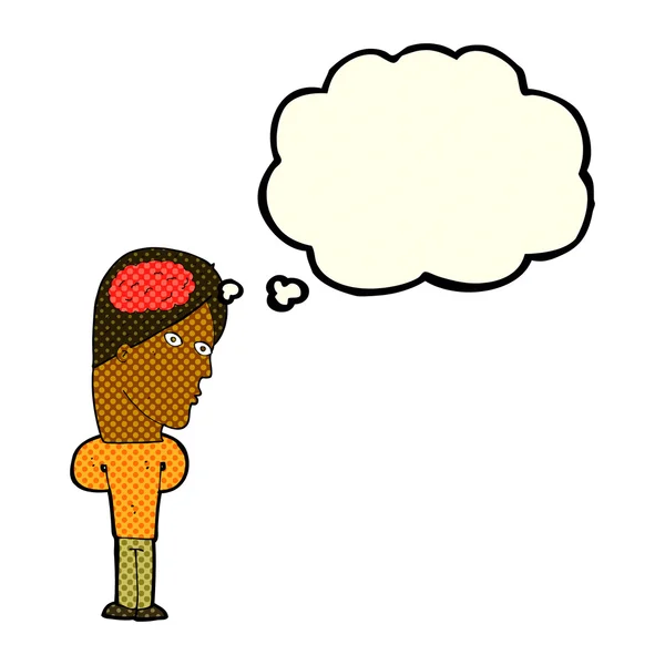 思考バブルの大きな脳を持つ漫画家は — ストックベクタ