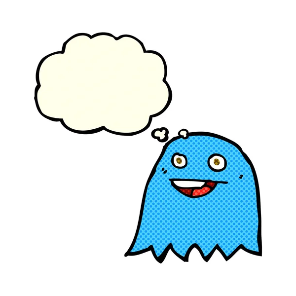 Cartoon ghost with thought bubble — Stock Vector