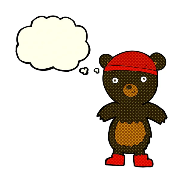 Dessin animé ours noir mignon avec bulle de pensée — Image vectorielle
