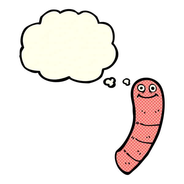 Cartoon worm with thought bubble — Stock Vector