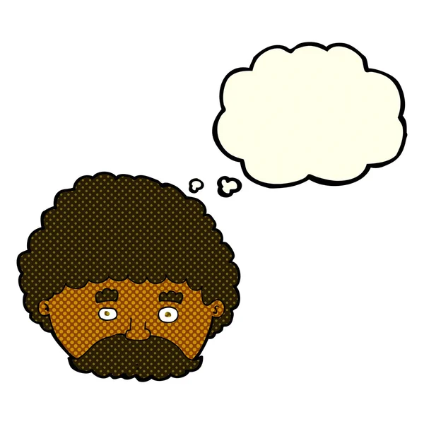 Uomo cartone animato con baffi con bolla di pensiero — Vettoriale Stock