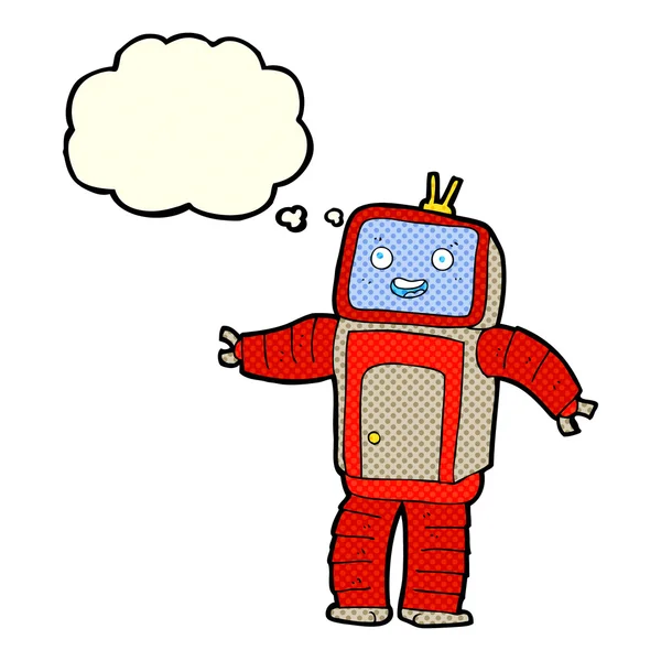 Düşünce baloncuklu çizgi film robotu