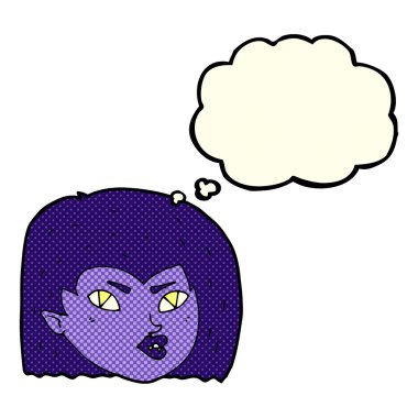 çizgi film vampir yüz düşünce balonu ile