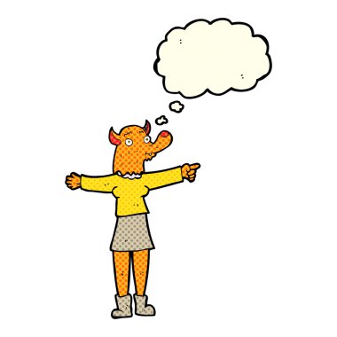 çizgi film işaret fox kadınla düşünce balonu