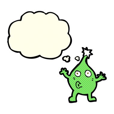 komik karikatür yaratık düşünce balonu ile