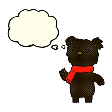 çizgi film sevimli siyah ayı yavrusu ile düşünce balonu