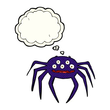 Düşünce balonlu cadılar bayramı örümceği çizgi filmi