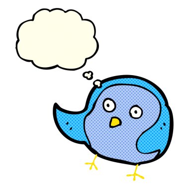 Düşünce baloncuklu çizgi film kuşu