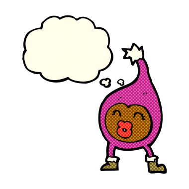 karikatür komik yaratık düşünce balonu ile