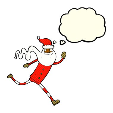 Düşünce baloncuklu Noel Baba 'yı çalıştıran çizgi film