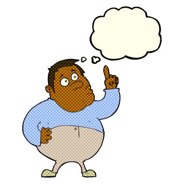 Çizgi filmdeki adam düşünce balonuyla soru soruyor.