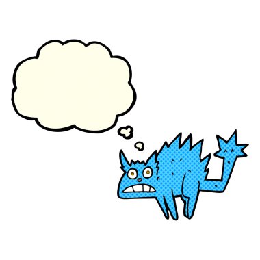 çizgi film korkmuş kedi düşünce baloncuğu ile