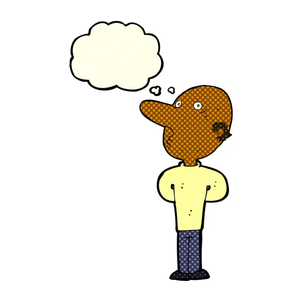 Dessin animé chauve homme avec bulle de pensée — Image vectorielle
