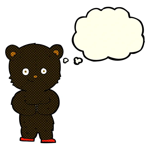 卡通玩具黑色小熊与思想泡泡 — 图库矢量图片