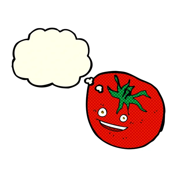 Мультфильм счастливый помидор с мыслей пузырь — стоковый вектор