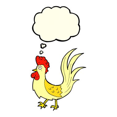 Düşünce baloncuklu horoz çizgi filmi