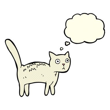 çizgi film korkmuş kedi düşünce baloncuğu ile