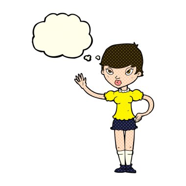 düşünce balonu ile sallayarak çizgi film kadın