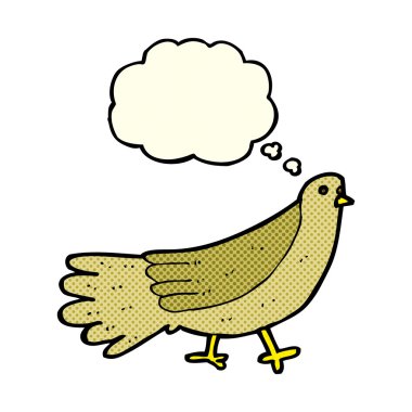 Düşünce baloncuklu çizgi film kuşu