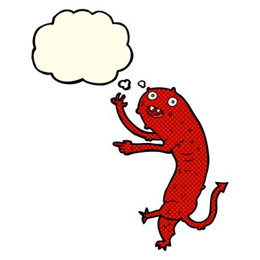 Düşünce baloncuğu olan iğrenç bir canavar.