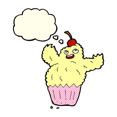 Düşünce baloncuklu kek canavarı.