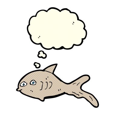 Düşünce baloncuklu çizgi film balığı