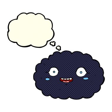 Düşünce baloncuklu mutlu çizgi film bulutu