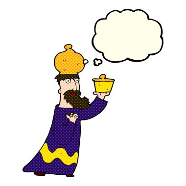 Düşünce baloncuğu olan üç bilge adamdan biri.