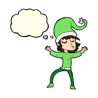 Noel Baba'nın yardımcı çizgi ile düşünce balonu