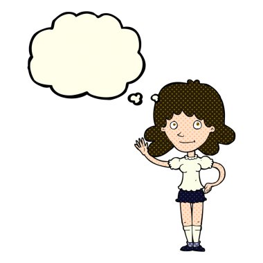 düşünce balonu ile sallayarak çizgi film kadın