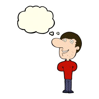 çizgi film mutlu adam düşünce baloncuğu ile