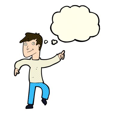 çizgi film mutlu adam düşünce baloncuğu ile işaret